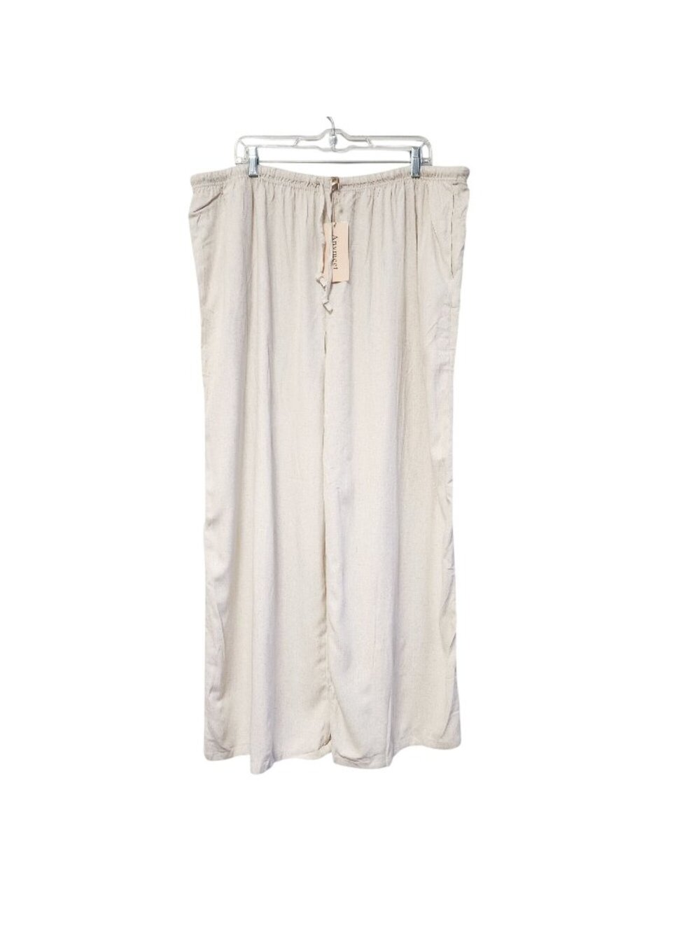 Wide-Leg Beige Pants With Drawstring Waist By Anymeet 3XL Lightweight And